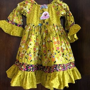 NWT Jelly The Pug mustard peasant dress size 4
